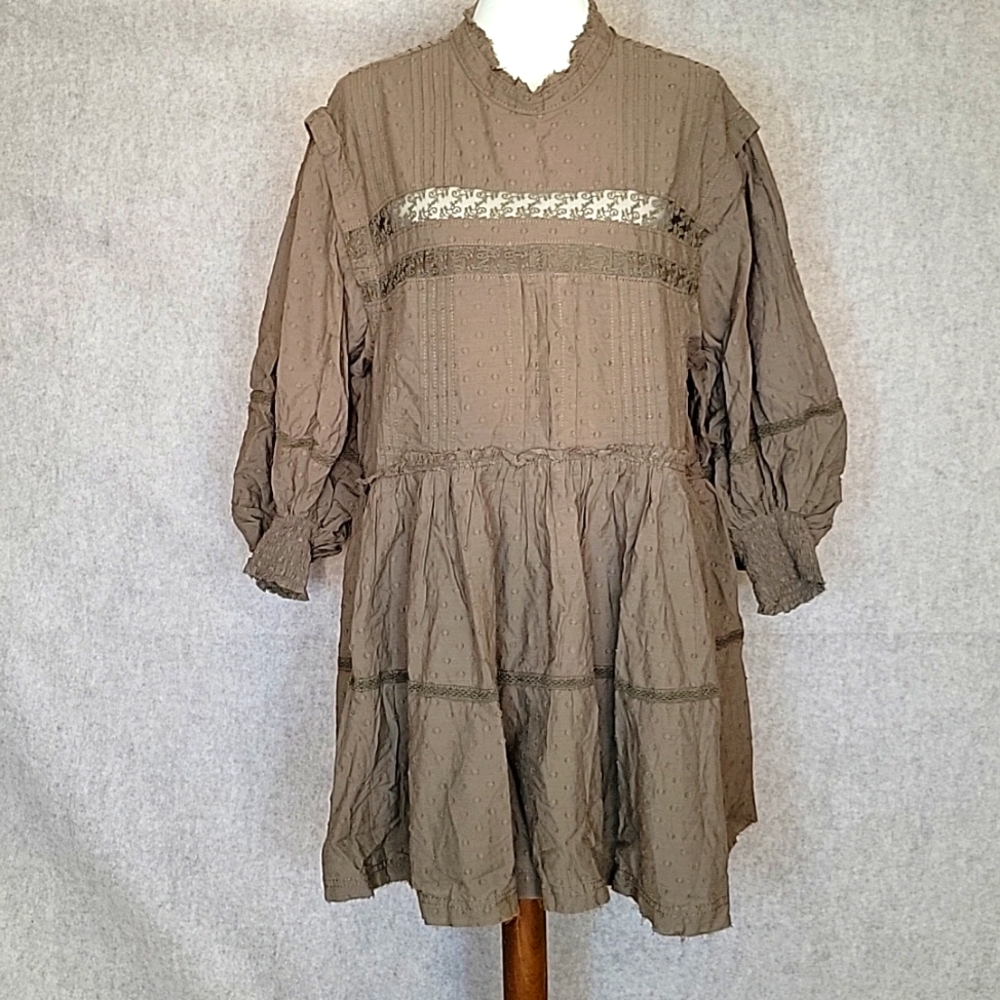 NWT Anthropology Pilcro brown mock neck swing mini dress size petite xl